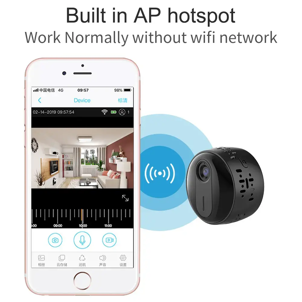 Tiny home security camera, compact indoor security camera, with 1080P HD video, night vision, motion detection, two-way audio wireless night vision security, WiFi IP Camera, for taking care of Baby, Pet, Nanny-VH3