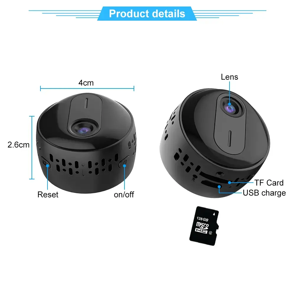 Tiny home security camera, compact indoor security camera, with 1080P HD video, night vision, motion detection, two-way audio wireless night vision security, WiFi IP Camera, for taking care of Baby, Pet, Nanny-VH3
