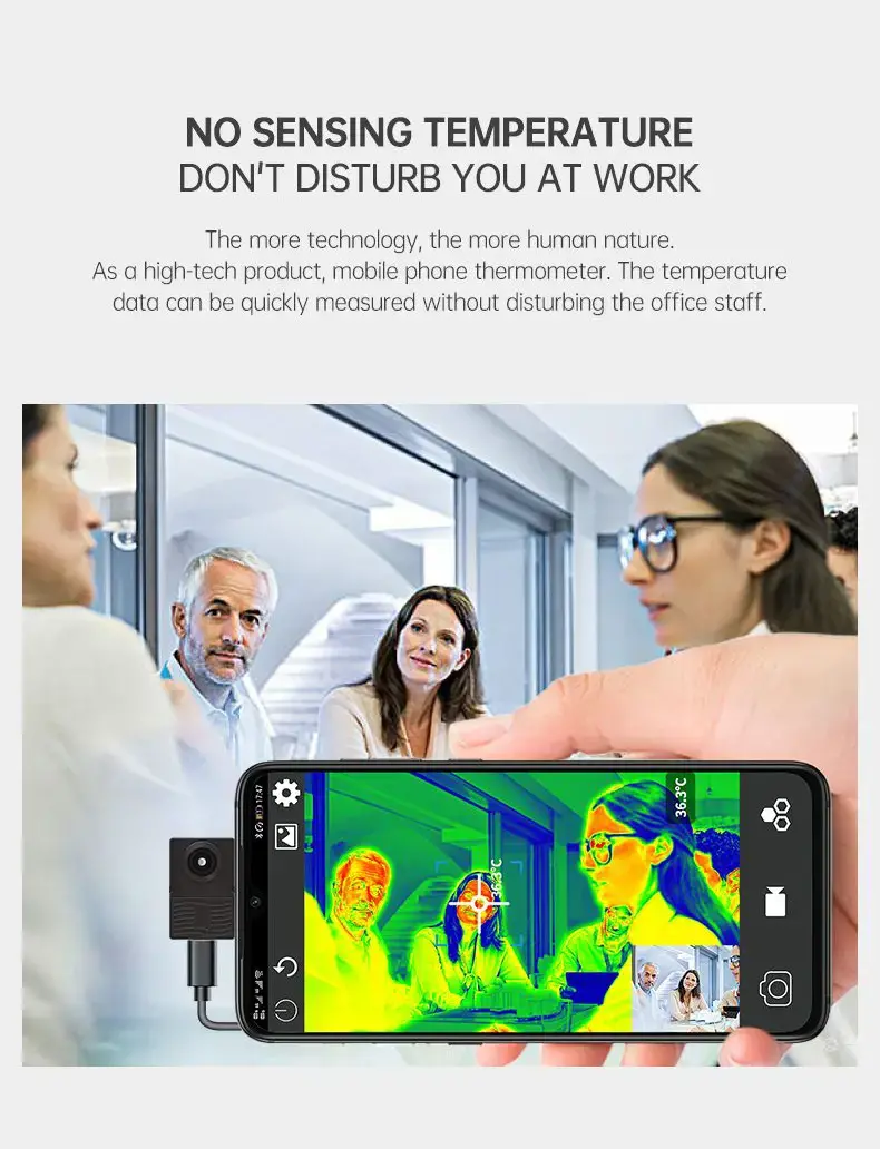Hot sale portable digital AI infrared thermal imaging camera on mobile phone plug and play cell phone thermometer.