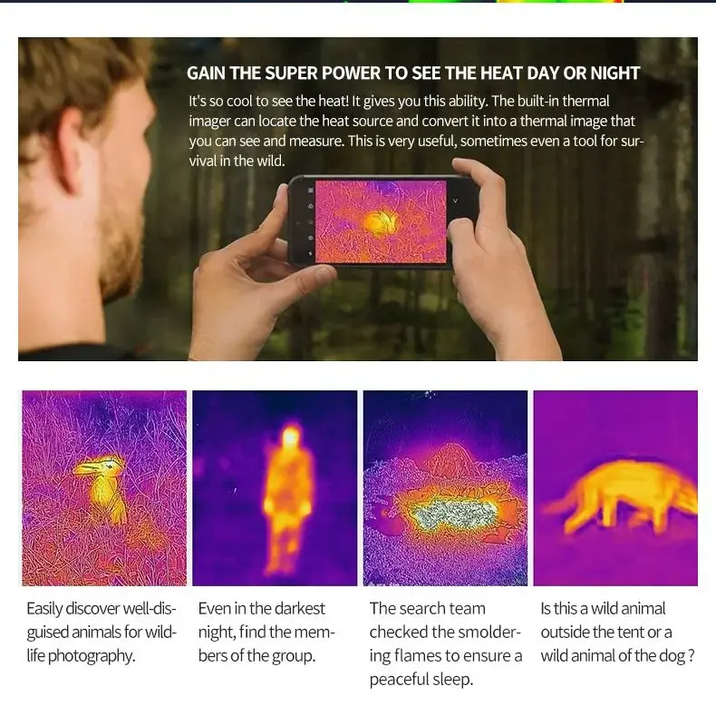 Hot sale portable digital AI infrared thermal imaging camera on mobile phone plug and play cell phone thermometer.